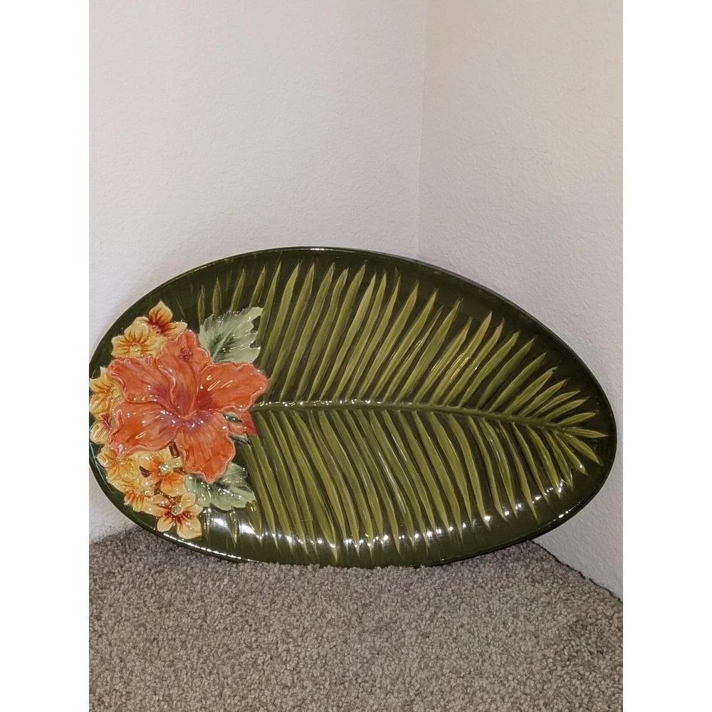 Tommy Bahama‎ Paradise Garden Hibiscus Plumeria Serving Platter Tropical 2006